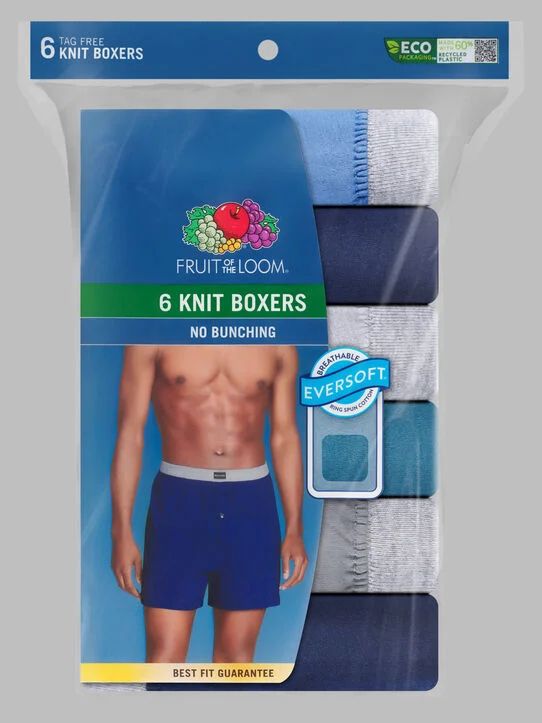 Fruit Of The Loom Mens 6 Pack Knit Boxers 6P540 - Picture 1 of 2