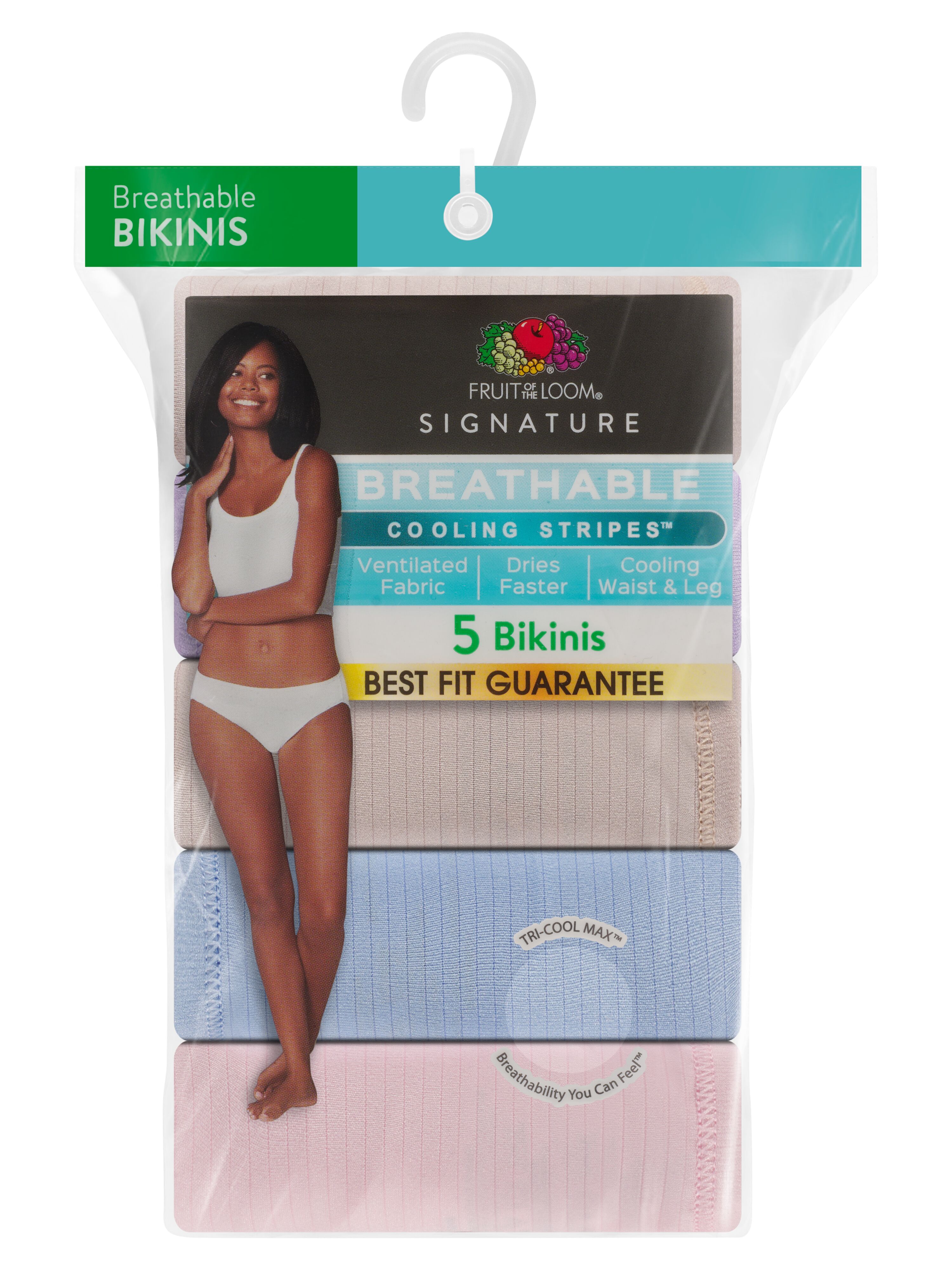 Fruit Of The Loom Cool Stripes 5 Pack Bikini Panty 5DBCSBKK - Picture 1 of 1