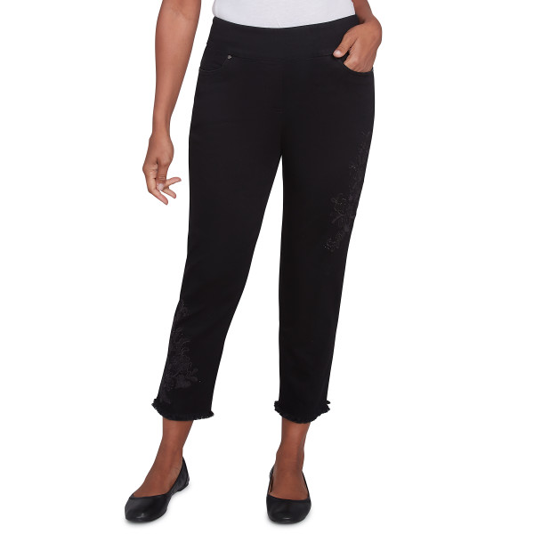 Alfred Dunner Wild At Heart Embroidered Fringe Ankle Pants Petite Size 82902VT - Picture 1 of 2