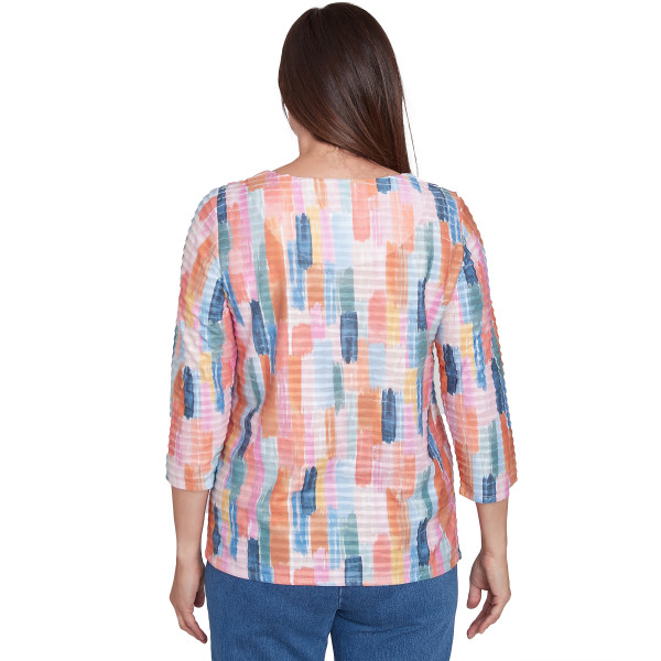 Alfred Dunner Free Spirit Strick Brushstrokes Mini Rüschen Shirt 85454VW - Bild 2 von 2