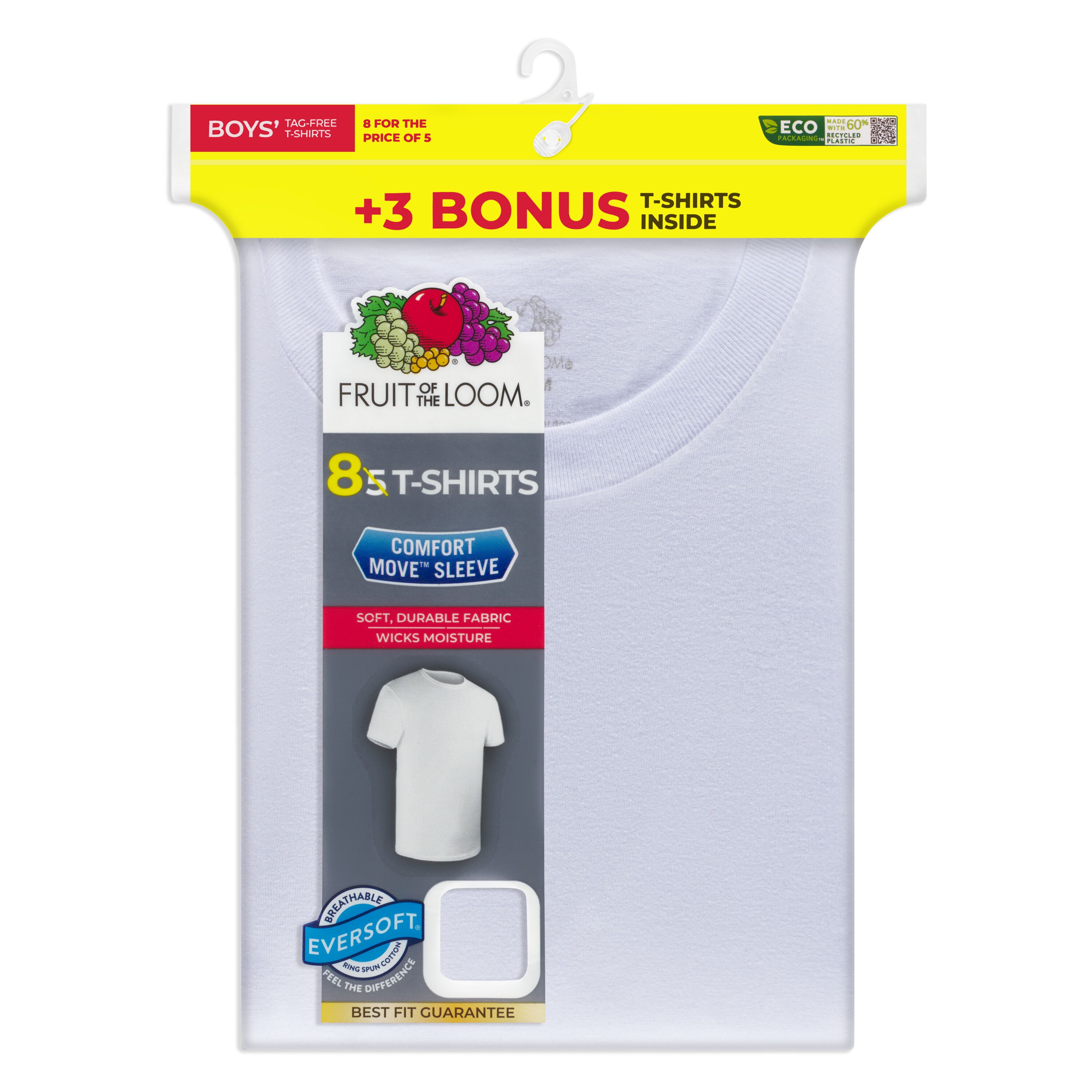 Fruit Of The Loom Boys Bonus Pack Tee Shirts 8P53BMTO - Picture 1 of 1