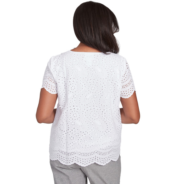 Alfred Dunner Crystal Springs Eyelet Woven Top 93441WF - Bild 2 von 2