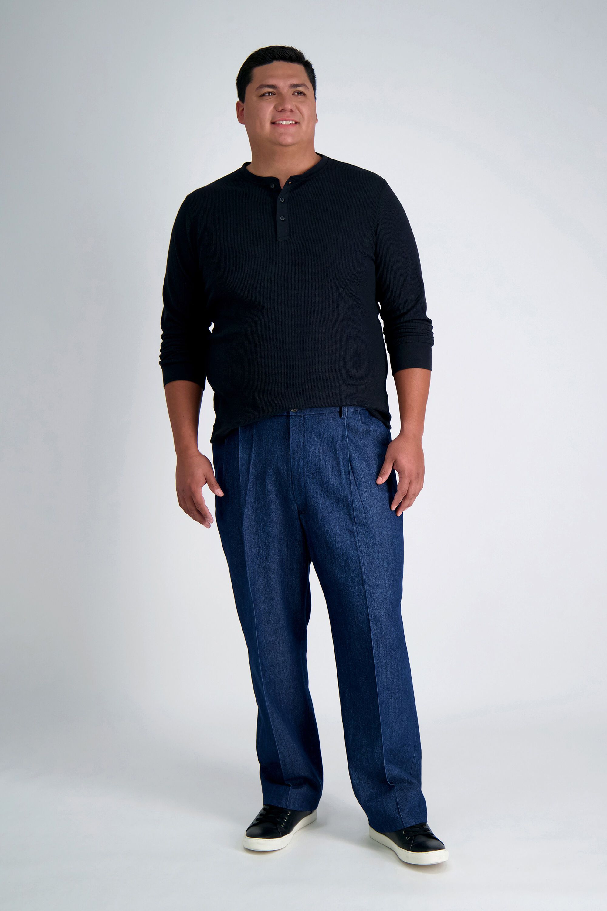 Haggar Big and Tall Work to Weekend Pleated Denim Pants HC90