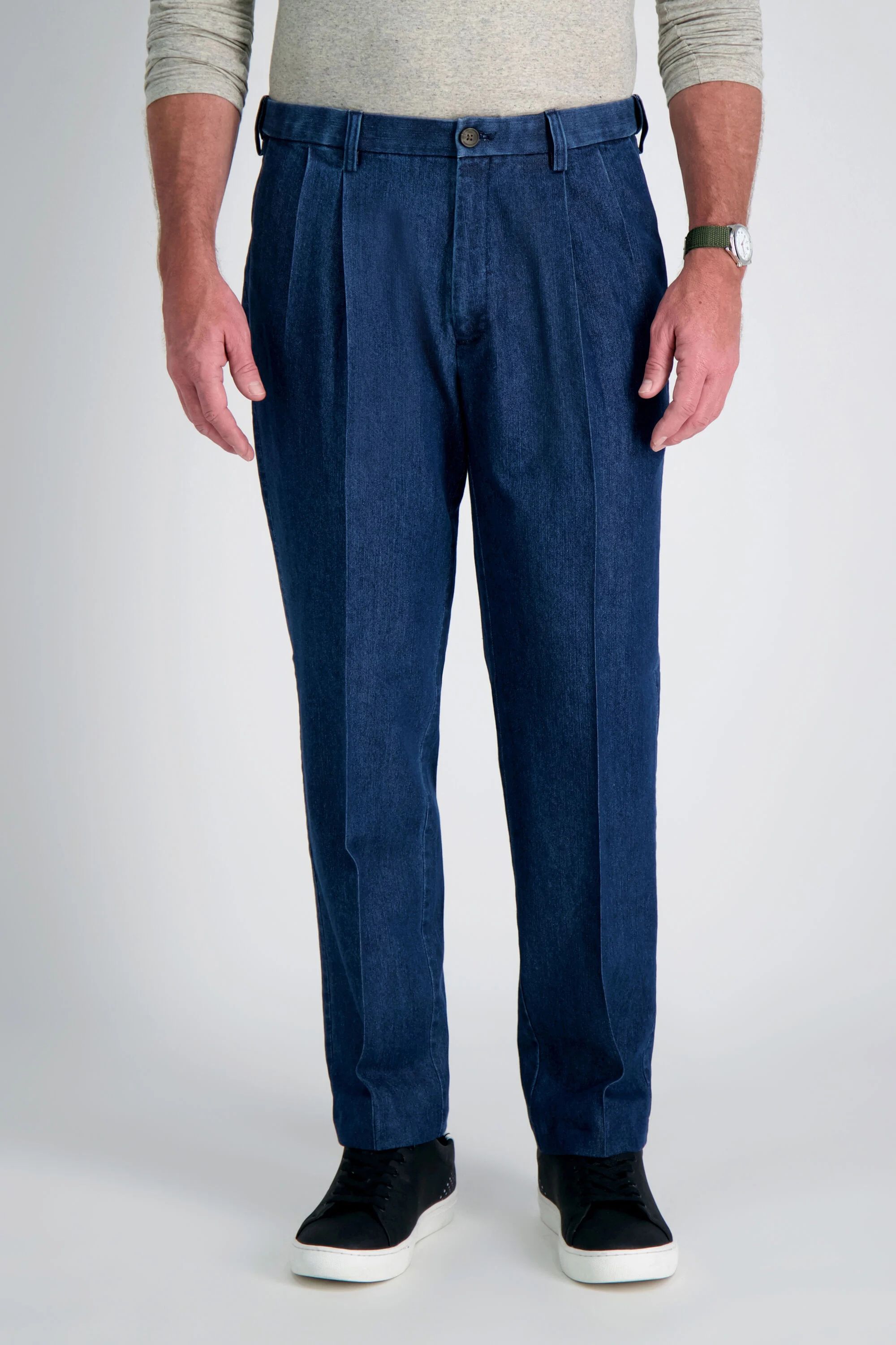 Haggar Stretch Denim Pleated Front Trouser HC00280 - Picture 2 of 3