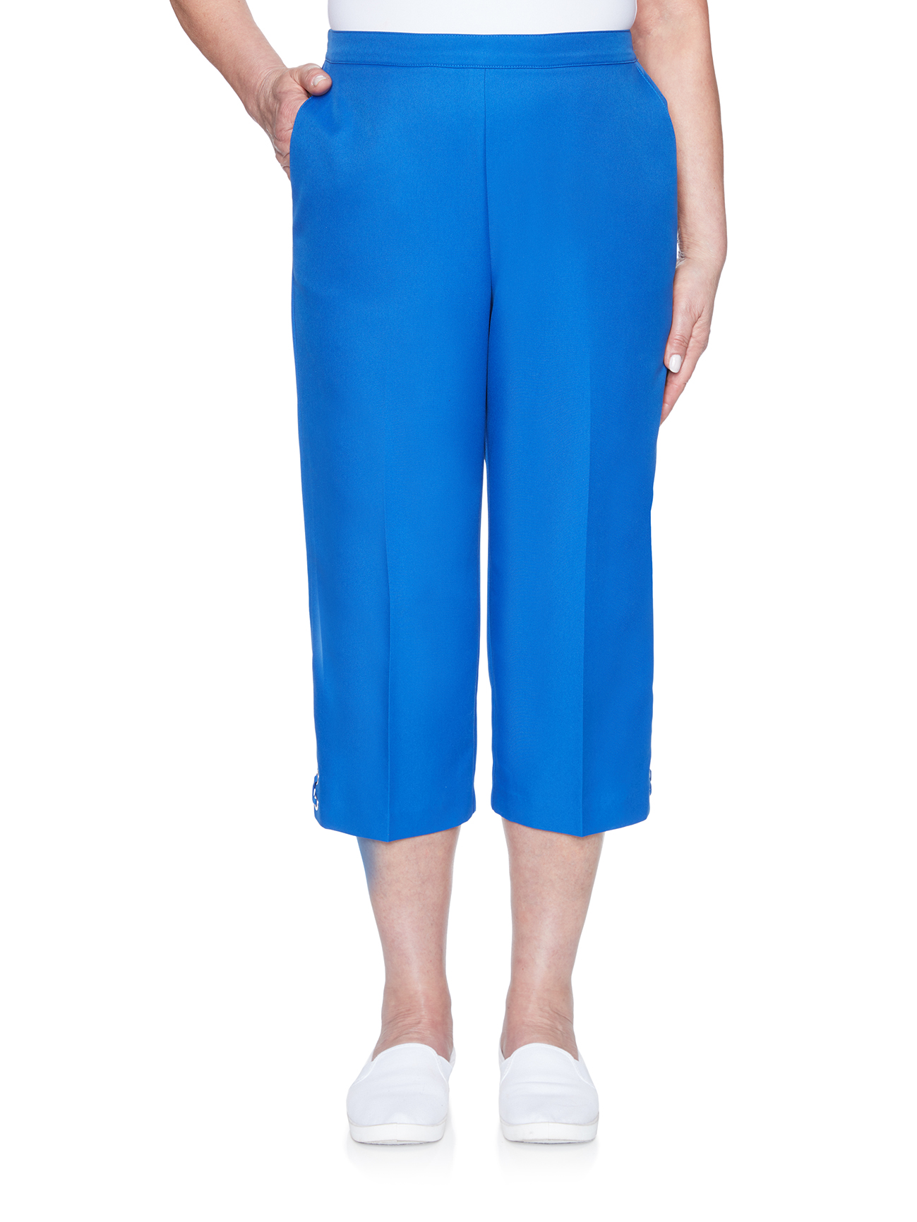 Alfred Dunner Look On Bright Microfiber Twill Grommet Capri Petite Size 20702qc - Picture 3 of 3