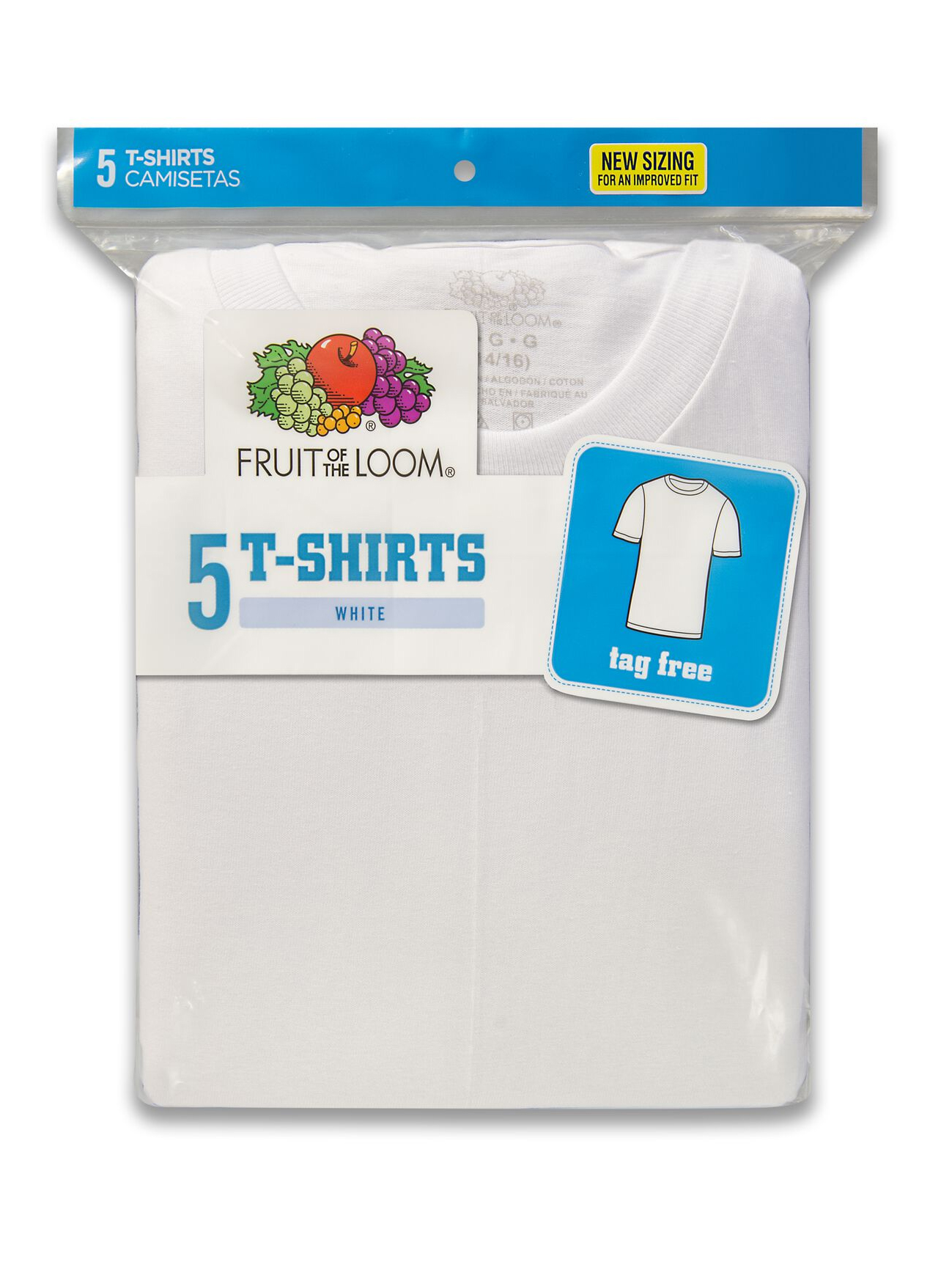 Fruit Of The Loom canottiere bianche girocollo bambino confezione da 5 5p535b - Foto 2 di 3