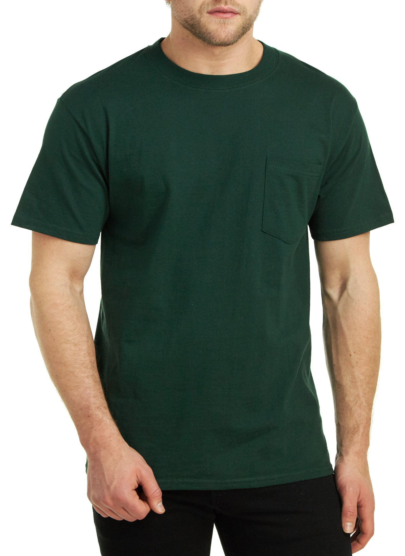 Hanes Mens Short Sleeve Beefy-T 100% Cotton Crew Neck T-Shirt with Pocket 5190
