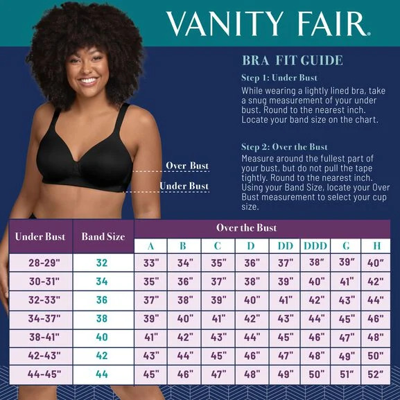 Buy Vanity Fair Women's Beyond Comfort Full Figure Wirefree Bra 71282,  Midnight Black, 42DD at