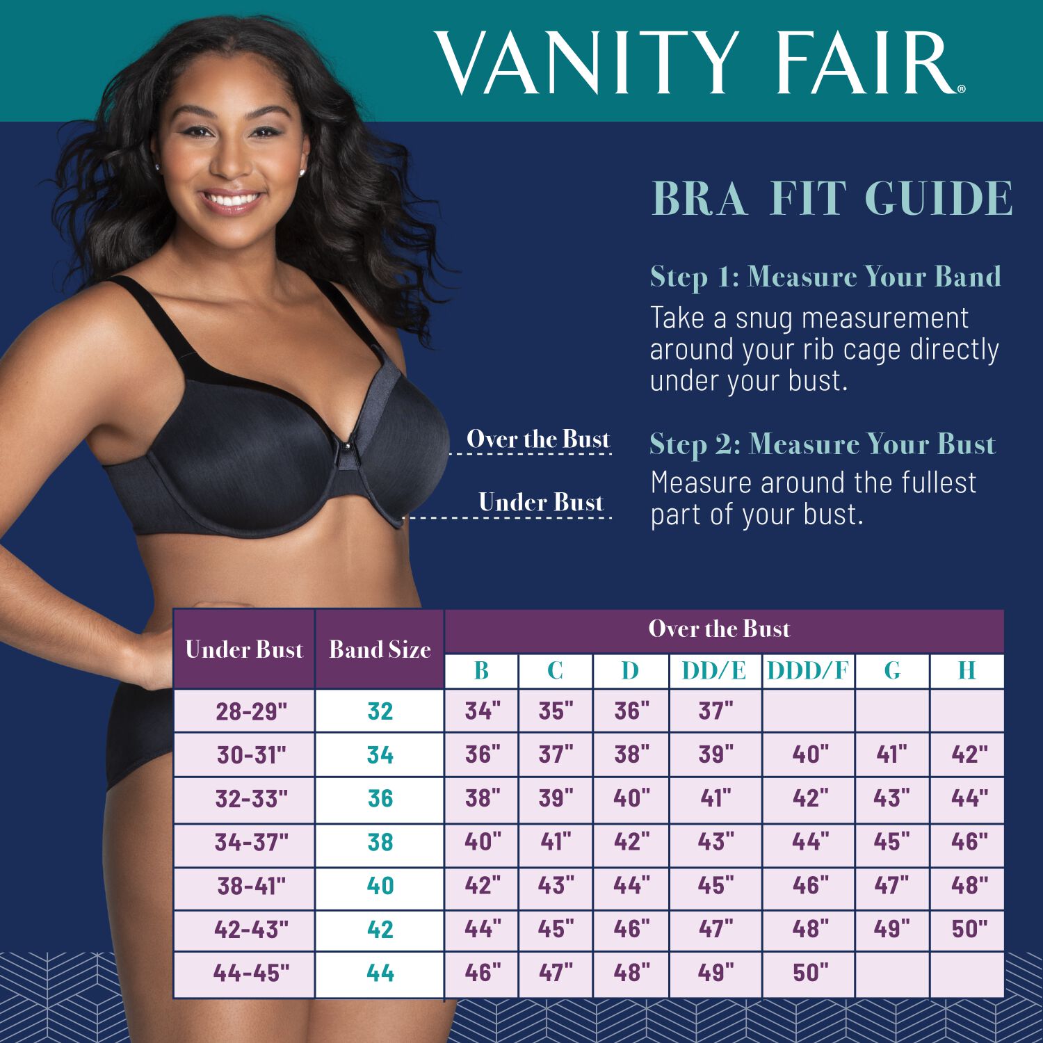Vanity Fair Womens Illumination Zoned In Support Full Figure Underwire Bra  76338 - MIDNIGHT BLACK - 40C