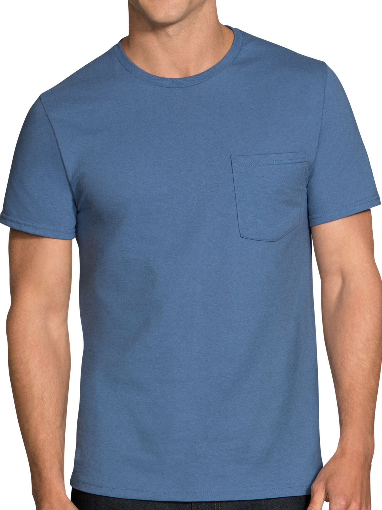 T-shirt Donna Fruit Of The Loom Girocollo In Cotone/Lycra: Maglia Base Azzurra, Vestibilità Femminile