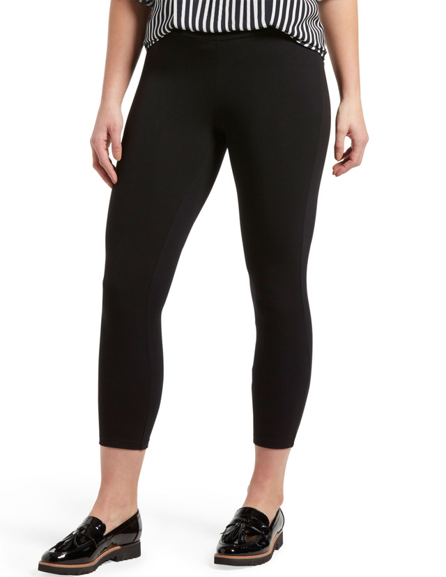 HUE Women's Wide Waistband Blackout Cotton Capri Leggings Black Size 1.0  Ynd3 for sale online