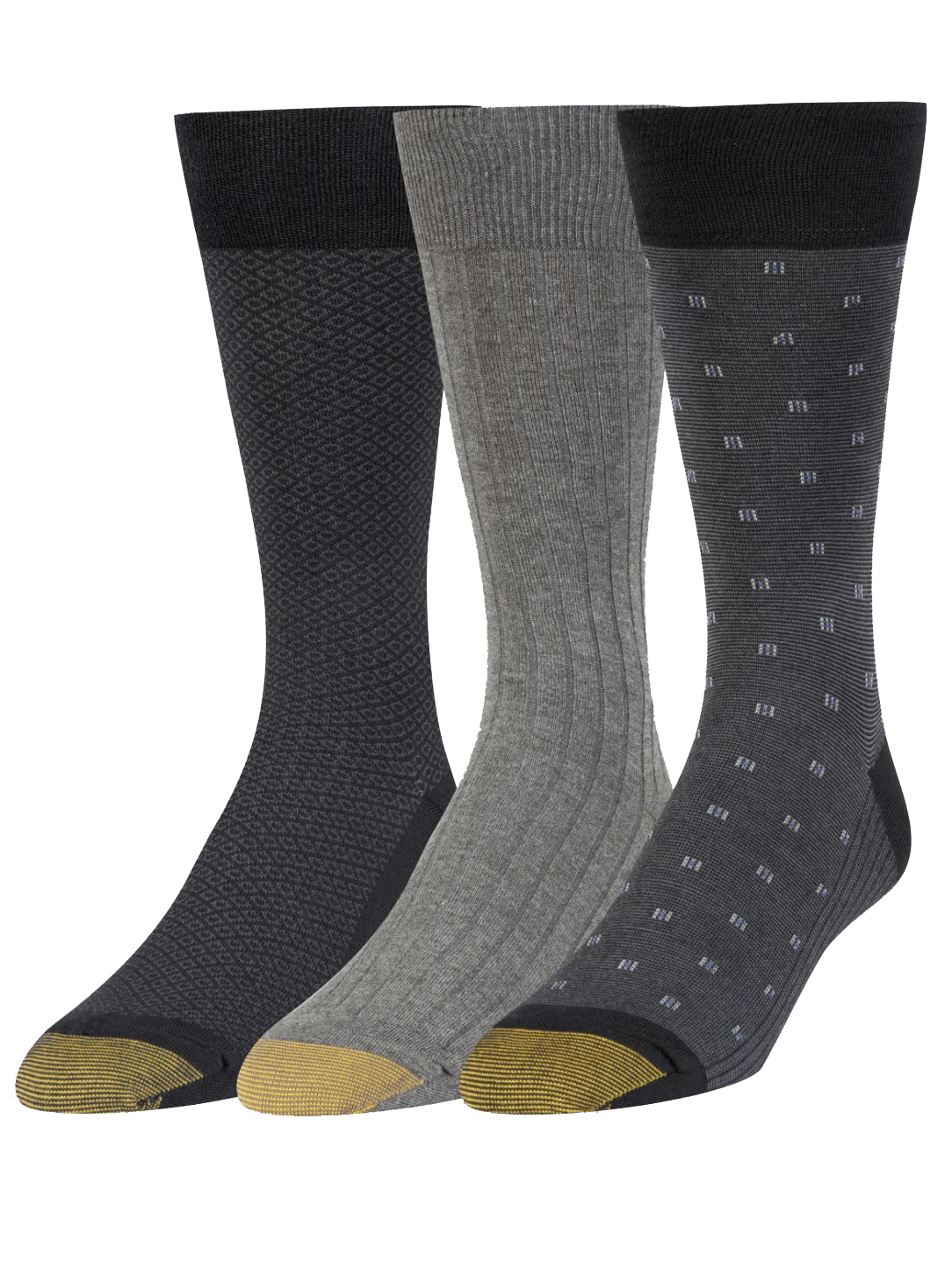 Gold Toe Men's Fashion Crew Socks - 3 Pack 2055s - Picture 2 of 3