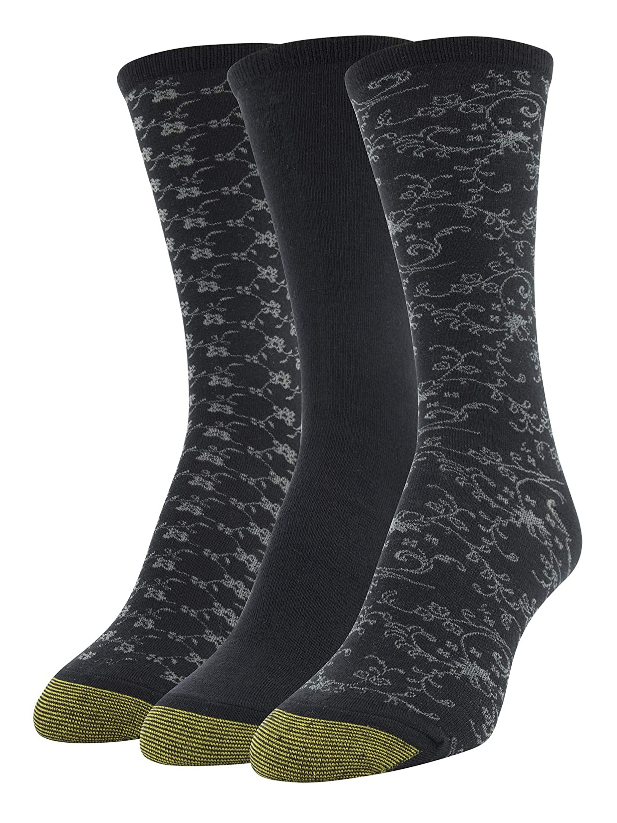 Gold Toe Women's Ultra Soft Floral Scrolls 3-Pack Socks 5979 - Picture 1 of 1