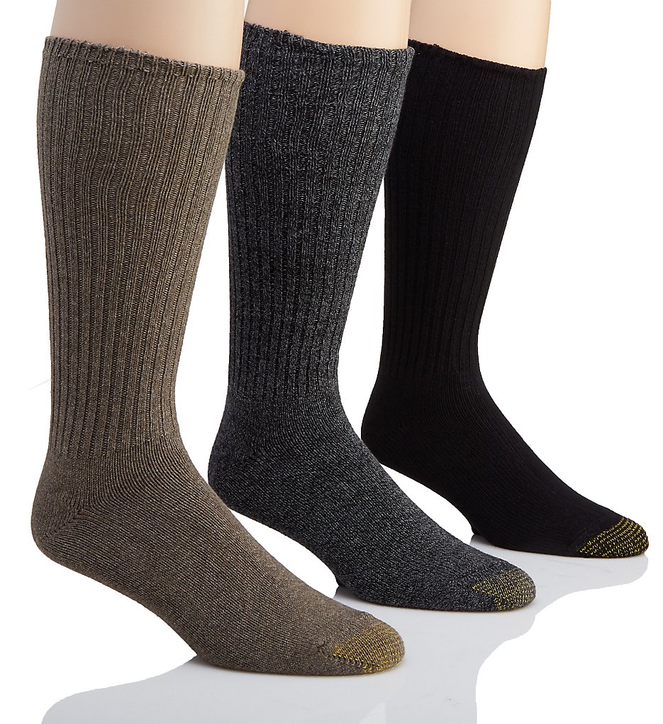 Paquete de 3 calcetines esponjosos de algodón premium punta dorada para hombre 633s - Imagen 5 de 5