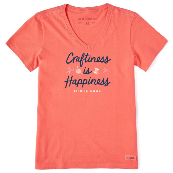 Life is Good Women Crusher Tee Craftiness V Neck Tee Shirt 77704 - Picture 1 of 1