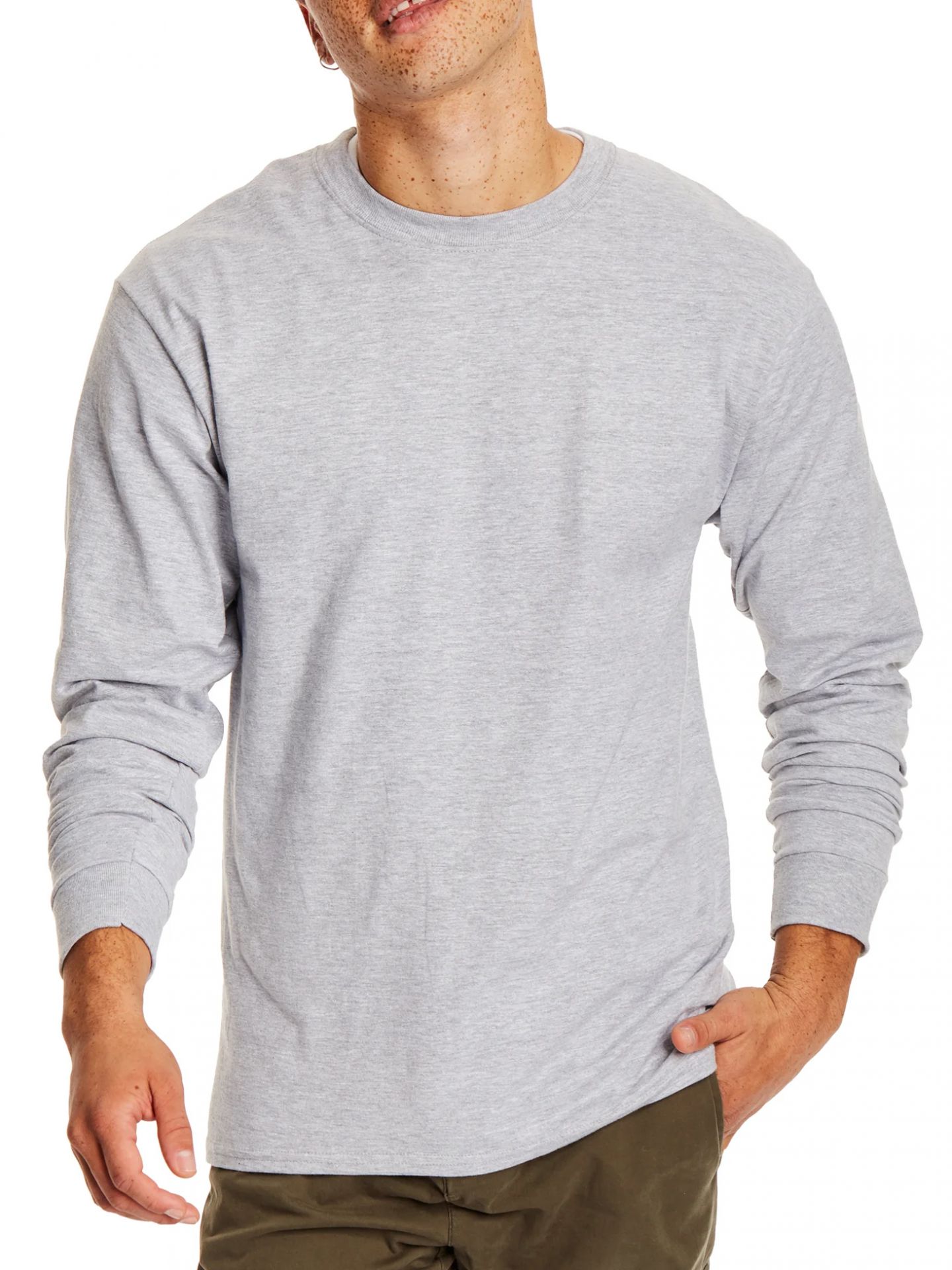Hanes Men's Beefy-T Long Sleeve T-Shirts 5186 - Picture 7 of 9
