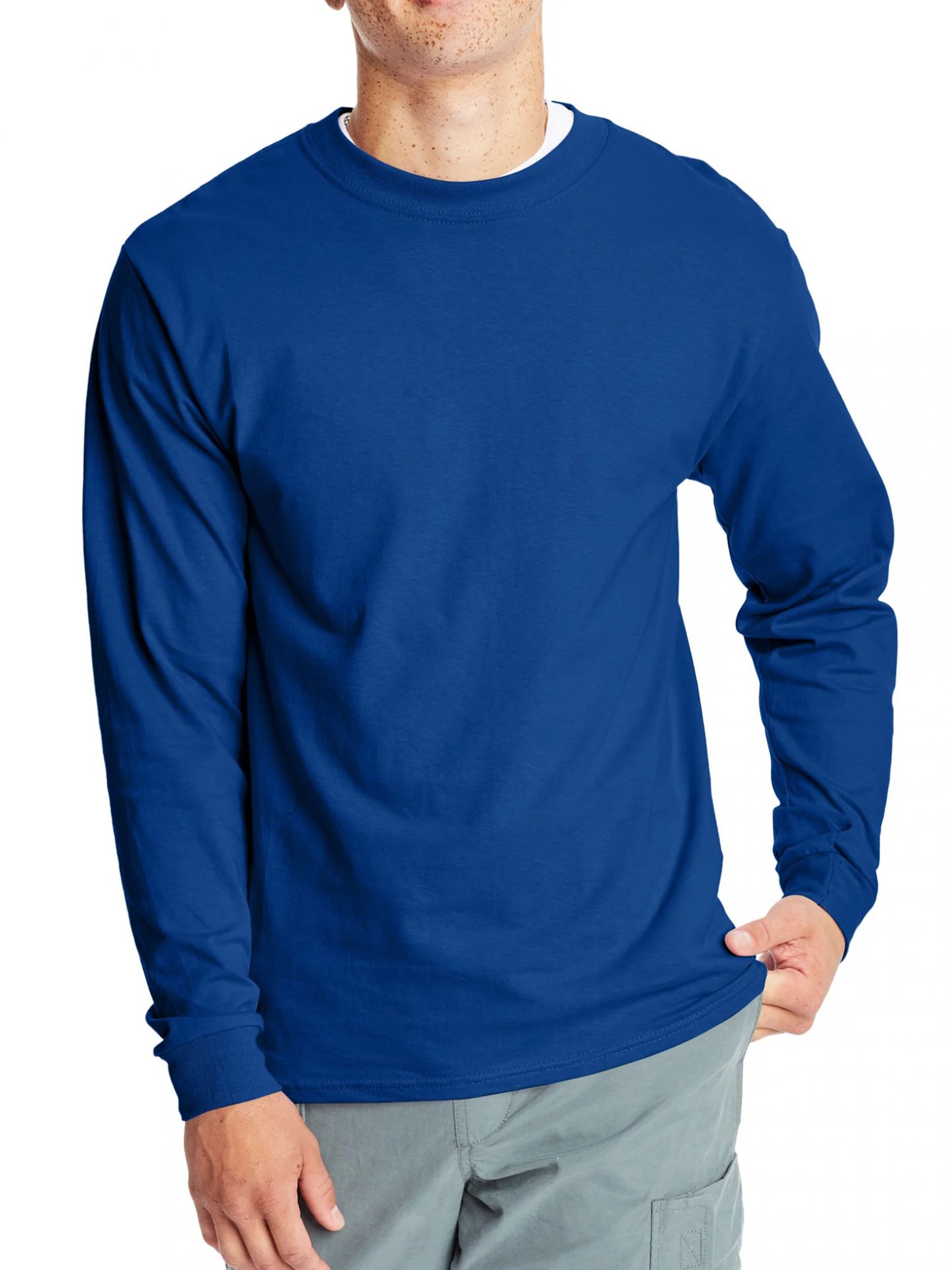 Hanes Men's Beefy-T Long Sleeve T-Shirts 5186 - Picture 8 of 9