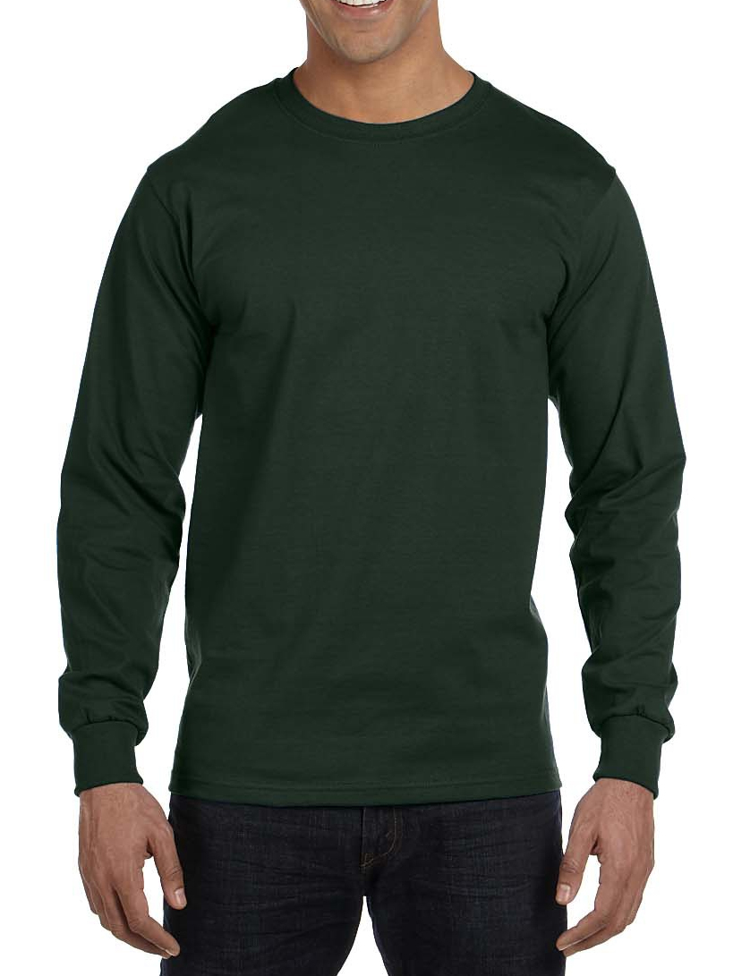 Hanes Men's Beefy-T Long Sleeve T-Shirts 5186 - Picture 9 of 9