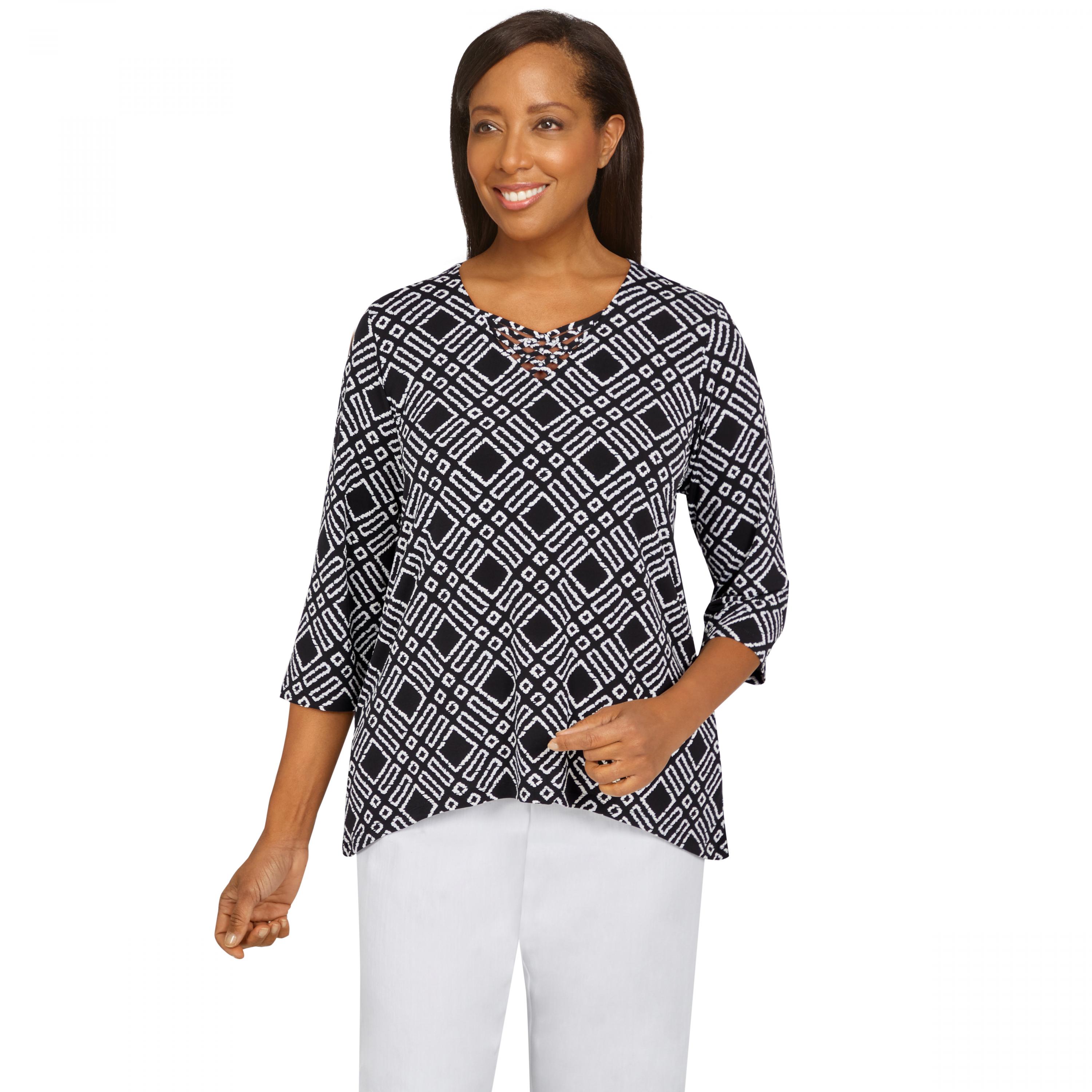 Alfred Dunner Portofino Geometric Puff Print Shirt 77555SJ - Picture 1 of 2