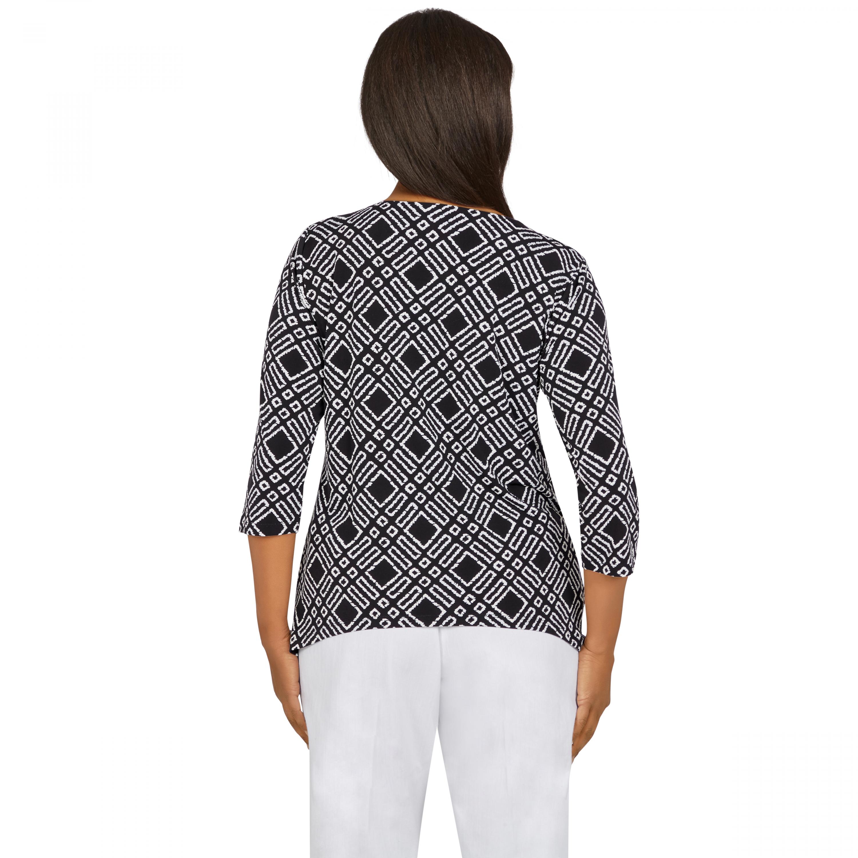 Alfred Dunner Portofino Geometric Puff Print Shirt 77555SJ - Picture 2 of 2