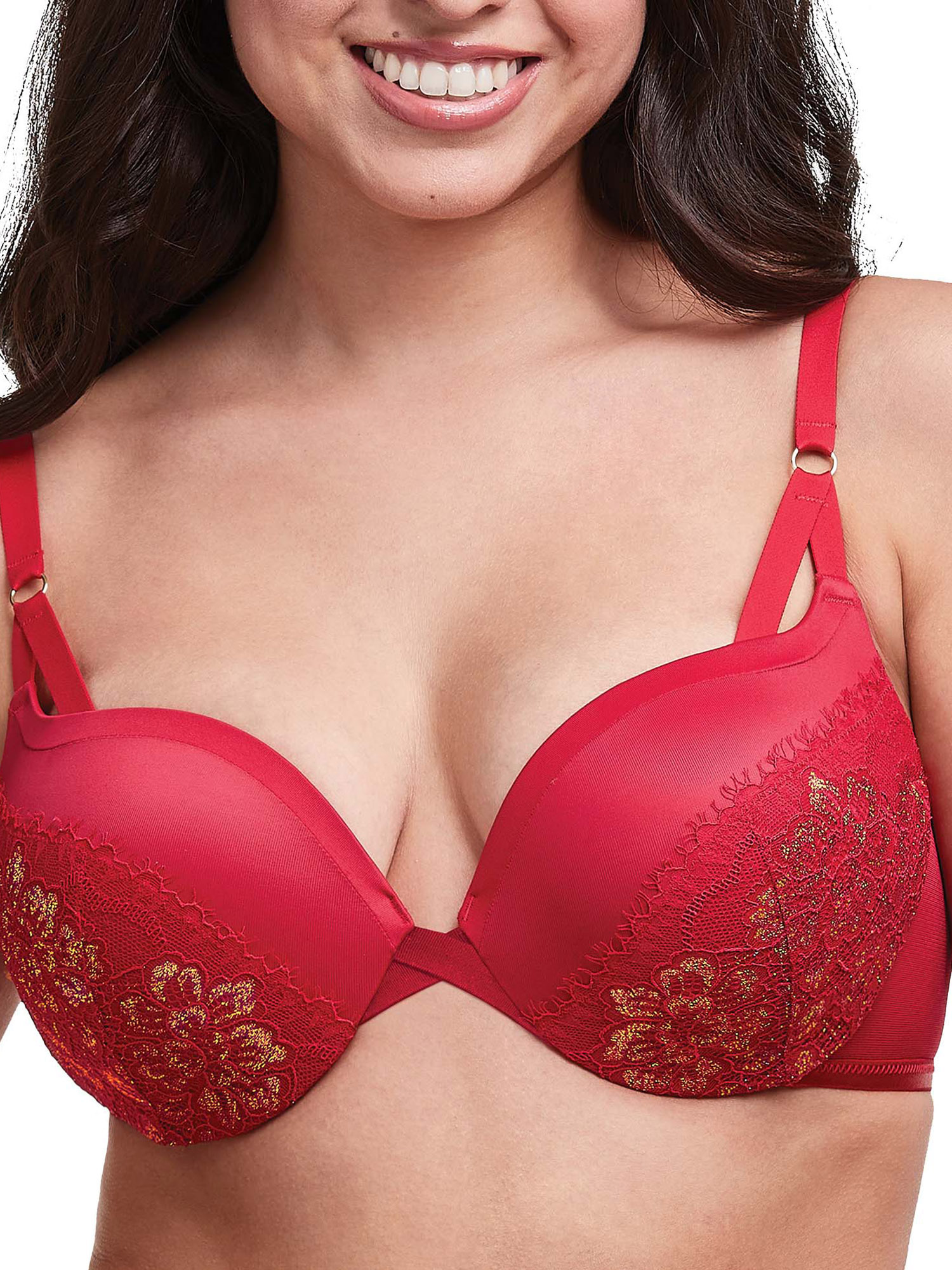 Maidenform Love the Lift Push Up & In Lace Plunge Underwire Bra
