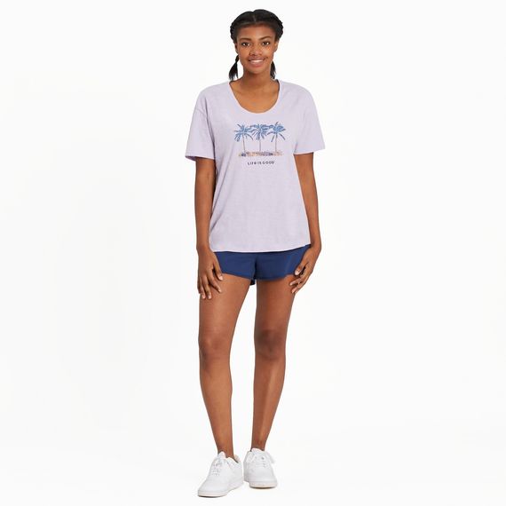 Life is Good Damen T-Shirt Relaxed Fit Slub Cool Palm Flower 80941 - Bild 1 von 1