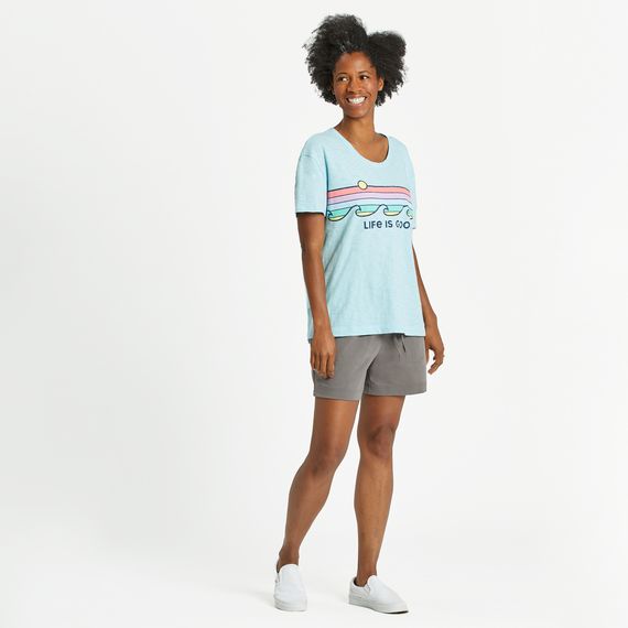 Life is Good Women Relaxed Fit Slub Retro Wave Tee Shirt 80940 - Picture 1 of 1