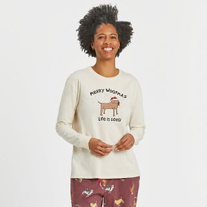 Life is Good Snuggle Up Merry Woof Long Sleeve Sleep Tee Shirt 80579 - Picture 1 of 1