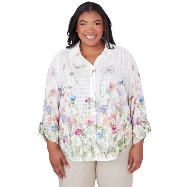 Alfred Dunner Garden Party Watercolor Floral Woven Shirt Plus Size 53840UV eBay