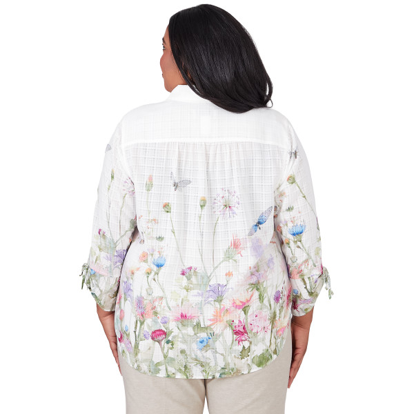 Alfred Dunner Garden Party Watercolor Floral Woven Shirt Plus Size 53840UV - Picture 2 of 2